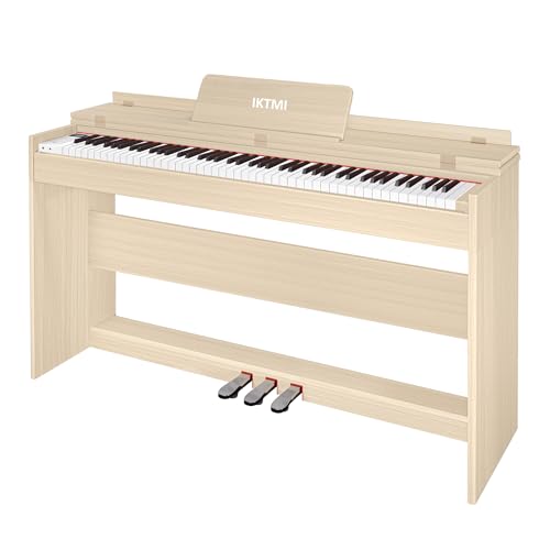 IKTMI 電子ピアノ ハンマーアクション 88鍵盤 木製 ピアノ 88鍵 3本ペダル付き アップライトピアノ Digital Piano 人気 電子 ピアノ MIDI対応 大人 子供 初心者 の練習 ベージュ|櫻屋オンライン店