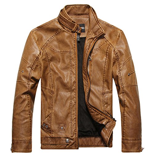 [Laquest] （ラクエスト） 本格 PUなめし革 メンズ ライダースジャケット (XL,キャメルブラウン)