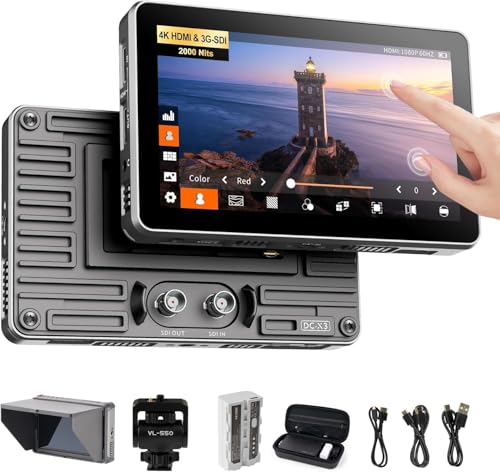 VILTROX DC-X3 2000Nits 写真機 活動の領域管する 6in 肌ざわり式 4K HDMI 3G-SDI 出入力 写真機管する 盛りだくさん 固定ディスク 1920x1080 外の方管する 写真機 3D LUT RGB砂紋 サンシェードフードと蓄電池 付き添い人
