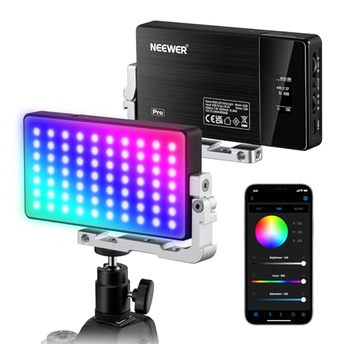 NEEWER SL90 Pro RGBビデオライト 12W 撮影ライト フルカラー 調光可能 2500-10000K CRI97+ 超輝度 高演色性 アプリ/2.4G制御 軽量 コンパクト ポータブル LEDカメラライト 補助照明 18シーン効果/音楽同期 4300mAh充電式バッテリー