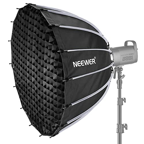 NEEWER 85cm ソフトボックス パラボリック クイックセットアップ 折りたたみ ディフューザー/ハニカムグリッド/バッグ付き Bowensマウント コンパチブル Aputure 120d Light Dome コンパチブル Godox sl60w NEEWER RGB CB60など