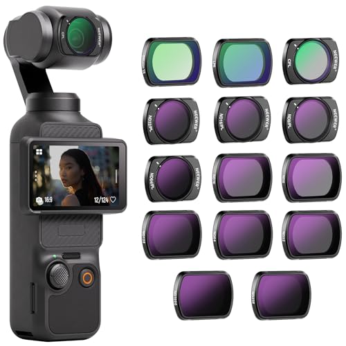 NEEWER 磁気ND & CPL & 効果フィルターセット コンパチブル OSMO Pocket 3 14枚 HD CPL ND8 ND16 ND32 ND64 ND128 ND256 ND1000 ND8/PL ND16/PL ND32/PL ND64/PL/光害軽減フィルター/ブラック拡散1/4フィルター 減光フィルター