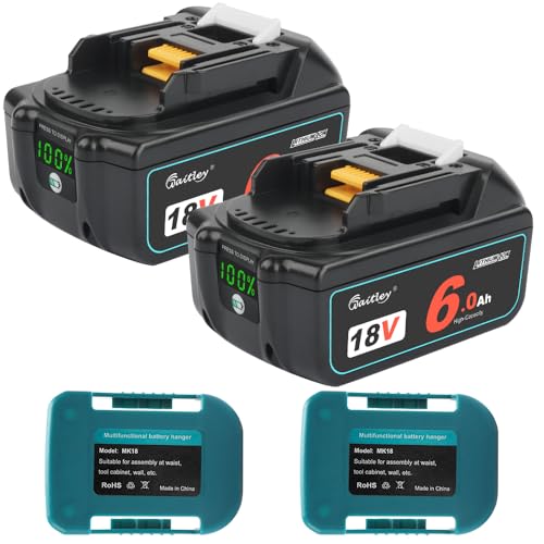 waitley互換マキタ 18V バッテリー6Ah 2個セットLED%残量表示付き 互換BL1860B BL1890 6000mAh 大容量 電動工具用充電式電池 BL1840 BL1850 BL1850B BL1860対応 マキタ純正充電器対応 製造物責任保険付 メーカーから保証付き PSE認証済
