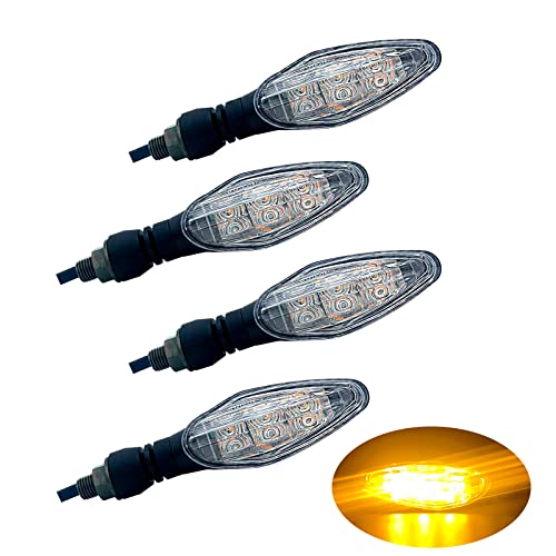 MGM ターンシグナル Eマーク認証 車検対応 4個 セット バイク用 汎用 LED 高輝度 ウインカー 12V (クリア/４個, モデル2)