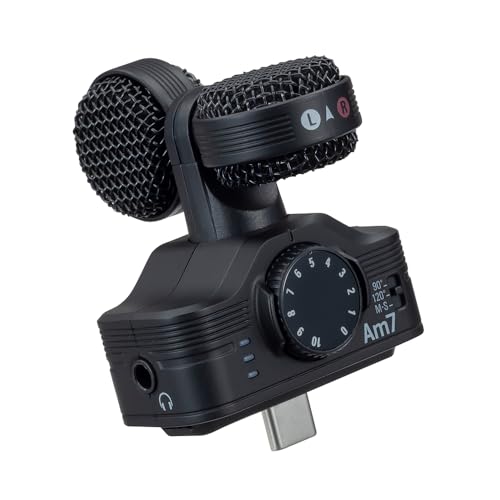 ZOOM ズーム Am7 Android用マイクロフォン スマートフォン外付けマイク アンドロイド用外付け USB Type-C接続 ブラック 黒 タテ持ち横持ち可能 ケース付けたまま使用可 セルフィー撮影