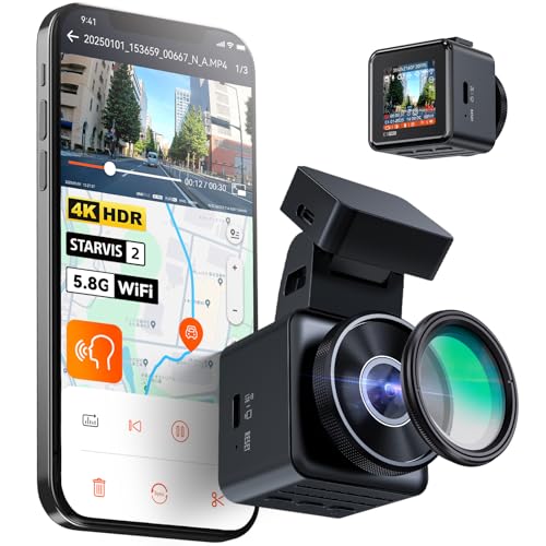 VANTRUE ドライブレコーダー 4K UHD 800万画素 STARVIS 2 IMX678 小型 ドラレコ WiFi付き HDR/GPS搭載 超暗視機能 ナンバー認識強化版 24時間駐車監視 158°広角 音声制御 上下反転機能 ダッシュボード取付可 OTAアップデート Gセンサー 衝突録画