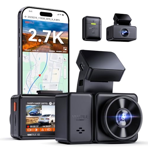 VANTRUE E2 ドライブレコーダー 前後2.7K 1944P+1944P 5.8GHzWiFi対応 GPS内蔵 暗視強化 160度広角 前後カメラ ドラレコ WDR Ｇセンサー 緊急録画 ループ録画 駐車監視 動体検知 リモコン付き TELEC認証済 1TBメモリーカード対応(別売)