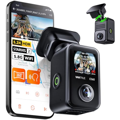 360度 ドライブレコーダー VANTRUE E360 5.2K ドラレコ 210°+210°全周囲録画 STARVIS 2超強暗視機能 前後HDR パノラマビュー 全方向撮影 前後カメラ 一体型 車載カメラ スマホ連携 赤外線機能 前後 タッチパネル式 WiFi搭載 日本語音声コマンド