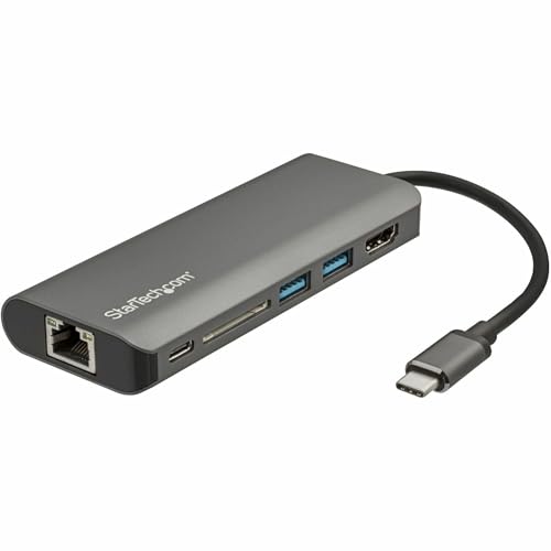 StarTech.com マルチポートアダプター／USB-C接続／シングルモニター／4K30Hz HDMI／60W USB PDパススルー／3x USB 3.0ハブ／ギガビットイーサネット 有線LANポート／SD & SDHCカードリーダー／Thunderbolt 3対応／Type C 多機能 ドッキングステーション
