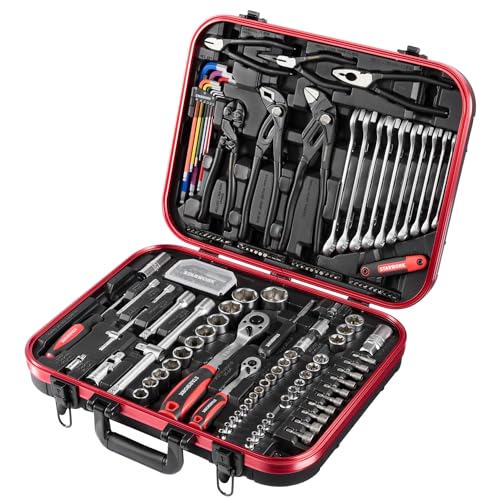 STARWORK TRUE MECHANIC・・ ソケット鍵仕掛ける ラチェットレンチ手道具仕掛ける 差し上げ物つづき物 乗用車と自動二輪車の保全/取りつくろう物の具仕掛ける やり方手道具 専用納める入れもの付き添い人 - 169点組