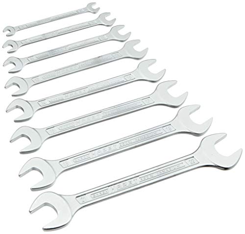 HAZET(ハゼット) 450N/8RS スパナセット 両口スパナ 8本組 6-22mm クロームメッキ仕上げ 壁掛け可能 プラスチックホルダー付き メカニック工具 自動車整備 DIY 作業工具 メンテナンス工具 ドイツ製