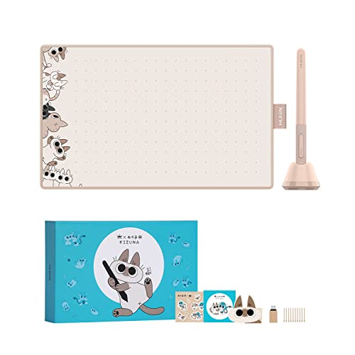 【日本限定】のべ子 HUION ペンタブレット コラボ ペンタブ 板タブ ギフト 紙に描くようなデジタルお絵描き 充電不要ペン 8192レベル筆圧 傾き検知機能搭載 pcやスマホで使える 初心者や中級者向け イラスト 漫画 オンライン授業 8.7 x 5.4インチ