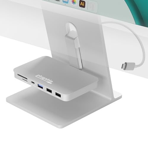 Plugable USB-C iMac（24 in）2021 年 または 2023 年専用 こしき 6-インチ-1 マルチポート相応う - 10Gbps USB-C x1 USB 3.0 x1 USB 2.0 x2 microSD/SD 歌留多読み手付き添い人（2020 年先立っての iMac には非相応う）