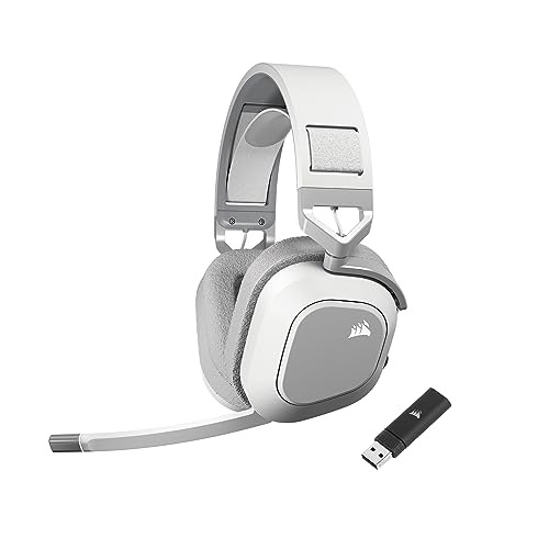 CORSAIR HS80 MAX WIRELESS ゲーミングヘッドセッ ト マイコン/なおなお書き4/なおなお書き5相応う Bluetooth相応う メモリーフォームイヤーパッド Dolby ATOMOSオーディオ 軽銀屋台骨 白いこと CA-9011296-AP パソコン・周辺機器-その他