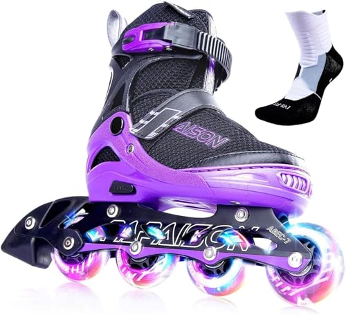 PAPAISON インラインスケート ローラースケート サイズ調整可能 発光 子供用 大人 Inline skate 女の子 男の子 初心者向 男女共用