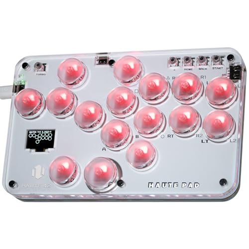 Haute42 レバーレスアケコン アケコン レバーレス 超薄型 ロープロオールボタン 改善モデルS16 高応答 for PC/Switch2/Switch/PS4 PS3/Windows 天板カスタマイズ用テンプレート RGB LEDライト ホットスワップ対応 連射機能 日本語説明書付き S16
