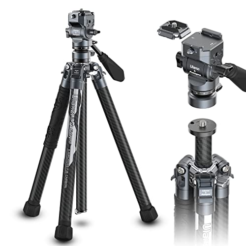 Ulanzi F38 炭素三脚 クイックシュー 写真機三脚 ５段自然調整 360°親しさどんぶり鉢雲台 見晴らし映画化能力のある スマホホルダー付 耐荷重10kg スマホ三脚 ウルトラ鍵を掛ける式 旅行三脚