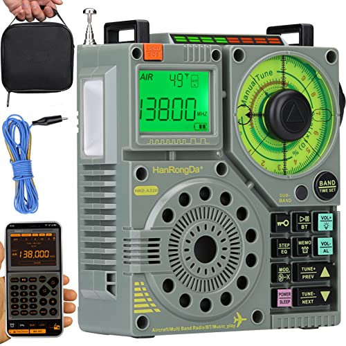 HanRongDa ラジオ受信機 AIR/FM/中波/短波/VHF/広々としたFM相応う Bluetooth金棒引き MicroSD歌留多相応う 申し受ける式 懐中照明ランプ まさかの時目覚まし時計 APP遠隔操作/タイマー デジタル時辰儀 技適公証済 HRD-A320