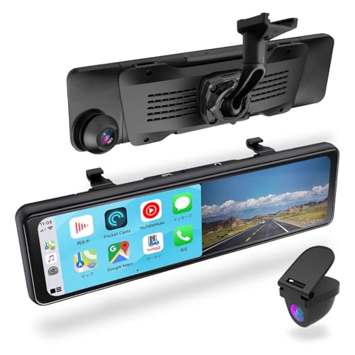 【準爆光液晶+CarPlay対応】ニコマク ドライブレコーダー ミラー型 純正ミラー交換 Android Auto対応 11インチ 前後カメラ 2K ズーム HDR/WDR デジタルインナーミラー Gセンサー 衝撃検知 駐車監視 防水リアカメラ バック連動 日本語説明書