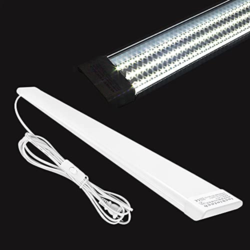LED蛍光灯,LEDベースライト スイッチ付き 80W形 40W消費電力【3本相当】超高輝度 3Mコードプラグ付き 昼光色(6000K) 器具一体型 直付 3列チップ 薄型 長さ120cm 省エネ 全光束(6200lm) 工事不要 3年保証 10本