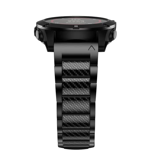 T-ENGINE 22mm ストラップ Fenix 7/Fenix 6/Fenix 5 に対応 チタン製 時計バンド 耐久性 アレルギーフリー Quick Fit カーボンファイバー製 互?ベルト コンパチブル Garmin Fenix 6 Pro / Fenix 5 Plus / Instinct 2 / Approach