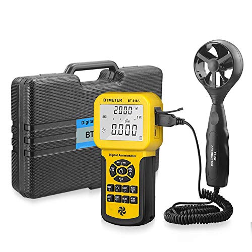 |デジタル風速計 BTMETER BT-846A風量計 風力計 風向計 温度計搭載 ベーン式気流風流速度計 簡易風量測定器 CFM CMM風量測定 600セットのデータを記録 HVAC換気扇 バルーン競技 ドローン飛行適用 LCDバックライトとスーツケース付き