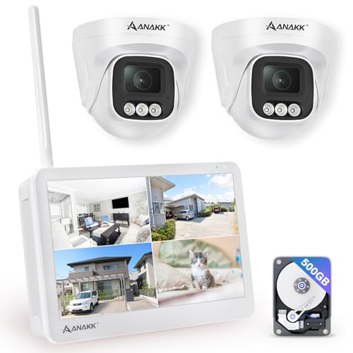 Anakk 防犯写真機 室外 800万絵素相応う 2台 130°広角映画化 IP67雨合羽 wifi 学生寄宿舎型 監督すること写真機 人工知能学人感検出器 投光脅しつける 室内防犯写真機 無線電話写真機仕掛ける 流動物さぐり当てる 24第四次元録画役立つこと HDD内蔵 双方向音吐電話を掛ける スマホ連絡 Alexa相応う 見守り写真機