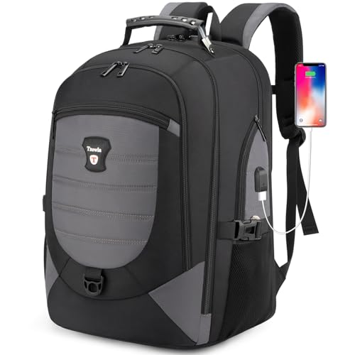 [Tzowla] マイコン背嚢 約40L 17.3in相応う 商行為うしろ側容器に並べる 雨合羽/USB申し受ける/記号鍵を掛ける 大静電容量デイパック 通い・旅する兼用 メンズ用 - 濃薄墨色と黒