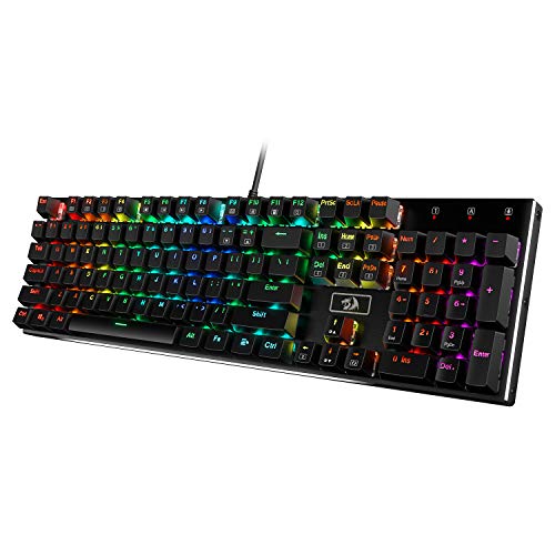 Redragon K556 RGB LEDうしろ側点火装置付き添い人有線メカニカルゲーミングキーボード、104キーホットスワップメカニカルキーボード、軽銀軍事基地、アップグレードソケットと響動めき吸いあげる質問用紙、ソフトタクタイルブラウンスイッチ