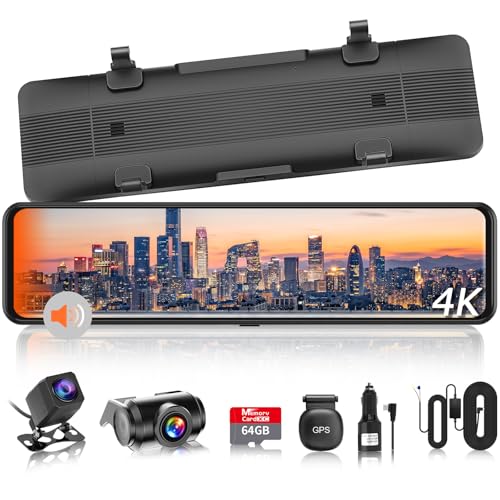 【2025再革新分離式・64GBカード付き・バックカメラ左右上下反転可・4K・BSD運転補助・LCA後方車両検出】SPADE ドライブレコーダー ミラー型 分離 IMX415センサー 800万画素 音声制御 WDR機能搭載 駐車監視 GPS搭載 電波干渉対策 暗視機能 録画再生可能