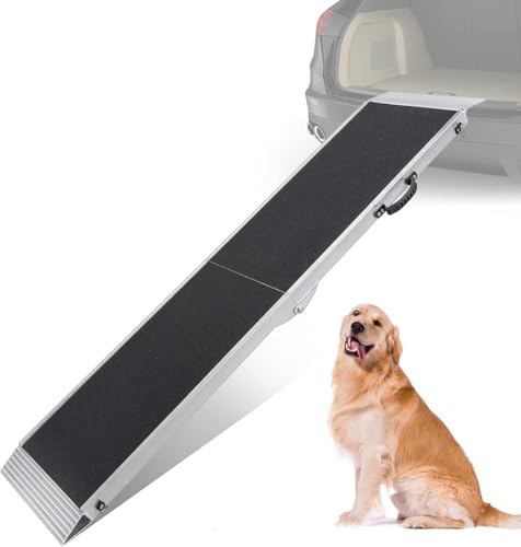 gardhom 犬用 車 傾斜面 軽銀製 軽さ 持ちはこび助けになる 耐荷重180kg 折り畳み式 長さ213糎幅38糎 愛玩動物傾斜面 小型犬/大型犬に当てはめる ドッグス縄索 室内 露天 入り口・入口 上がり段
