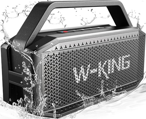 ぶるーとゅーす スピーカー W-KING 60W RMS 100Wピーク、スピーカー bluetooth ワイヤレス ポータブル重低音、IPX6防水屋外ワイヤレススピーカー、Bluetooth 5.0、True Wireless Stereo、40時間再生時間、パワー・バンク/TFカード/AUX/NFC/EQ