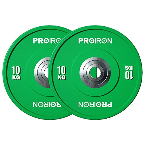 PROIRON 唖鈴 一皿 バーベル 一皿 10kg 2個仕掛ける 国際オリンピック競技大会バーベル一皿 トレーニングバンパープレート 甚だしい一皿 穴食い違い一皿 穴径50粍 音振りまわす助け出す