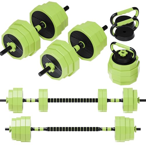 PROIRON 唖鈴 変数式 30kg 4 インチ 1 15kg 2個仕掛ける コネクション・チューブ（押しひろげる用立て坑）dumbbell でバーベルにもなれる唖鈴 老人ホーム体育館 筋形づくるとウェイトリフティング用 (足し加える30kg)(黒いこと+緑であること)