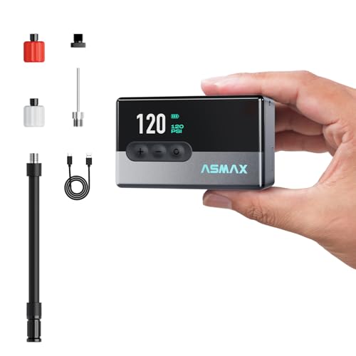 ASMAX T30 銀輪 空気の状態入れ 電動 120PSI 銀輪大気圏揚水機 タイア空気圧さぐり当てる 読み込む自動二輪車持っていく電動揚水機 小型 パウダーコンパクト自動小銃立ち止まる 米式/英式/仏式 全弁膜相応う LEDともし火付き添い人