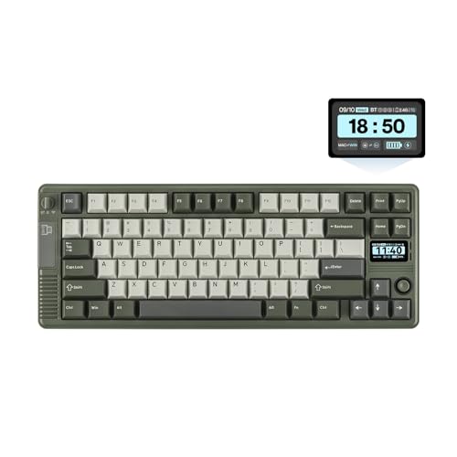 EPOMAKER RT85 ワイヤレスゲーミングキーボード ジョイスティック＆DIYスクリーン搭載 テンキーレス 8000mAh Bluetooth/USB/2.4Ghz ホットスワップ対応 PBTキーキャップ クリーミーガスケット構造 75% 配列メカニカルキーボード英語配列 (Army Green,