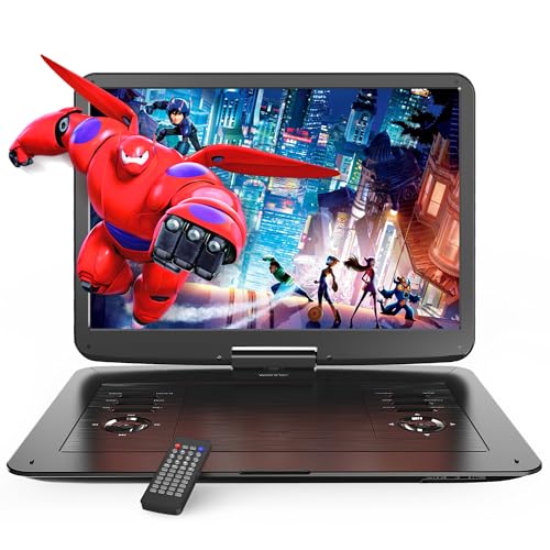 【2025強化版・15.4インチ大画面】ポータブルDVDプレーヤー 17.9型 WONNIE 1280*800 液晶 dvdプレーヤー 大容量バッテリー 6時間超長再生 リージョンフリー CPRM対応 レジューム機能 270°回転可能 SD/USB対応 AV入出力 TV同期 日本語説明書