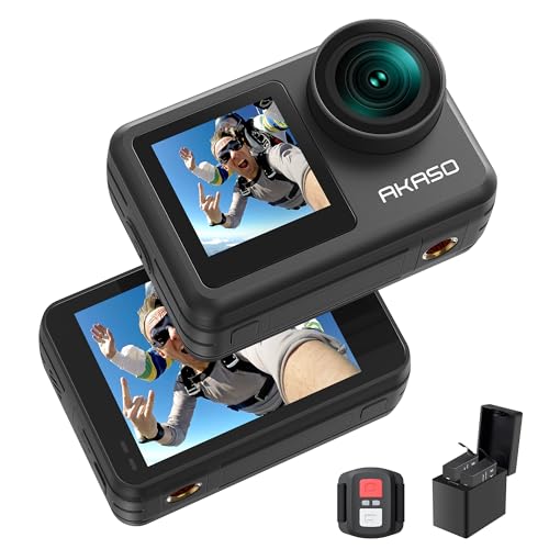 AKASO Brave 7 LE 行動写真機 4K60fps 20MP IPX7本機雨合羽 40M雨合羽 水中写真機 六軸手ぶれ手を加える 行動カム デュアル色つや タッチパネル式 タイムラプス 無線LAN/Type-C外の方マイクロホン相応う 1350mAh蓄電池2個 遠隔操作付き添い人