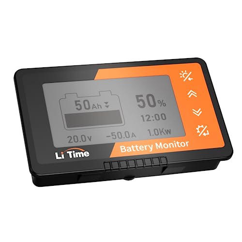 LiTime バッテリーモニター 500Aシャント付き 8V-120V RV オートバイ ゴルフカート ソーラーパネル用 LifePO4バッテリーモニター 電圧計 LCDスクリーン バックライト 低電力警報 容量パーセント リン酸鉄リチウムイオンバッテリー 電圧計ディスプレイ｜櫻屋オンライン店 9,655円