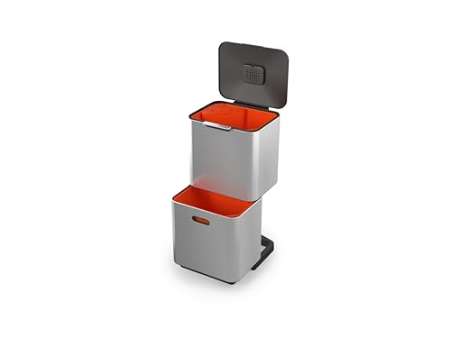 Joseph Joseph (ジョセフジョセフ) ゴミ箱 ふた付き トーテム マックス ステンレス 60L 2段 スリム 多目的に分別 省スペースデザイン 【正規品】 30060