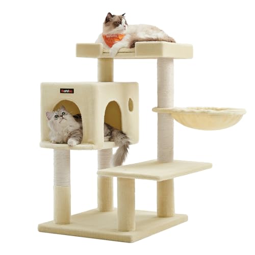 FEANDREA キャットタワー据え付け 多頭飼い 大型猫用 大層らしい猫にピッタリ 馬鹿でかい住み家 広広とした見渡し台 PCT42M