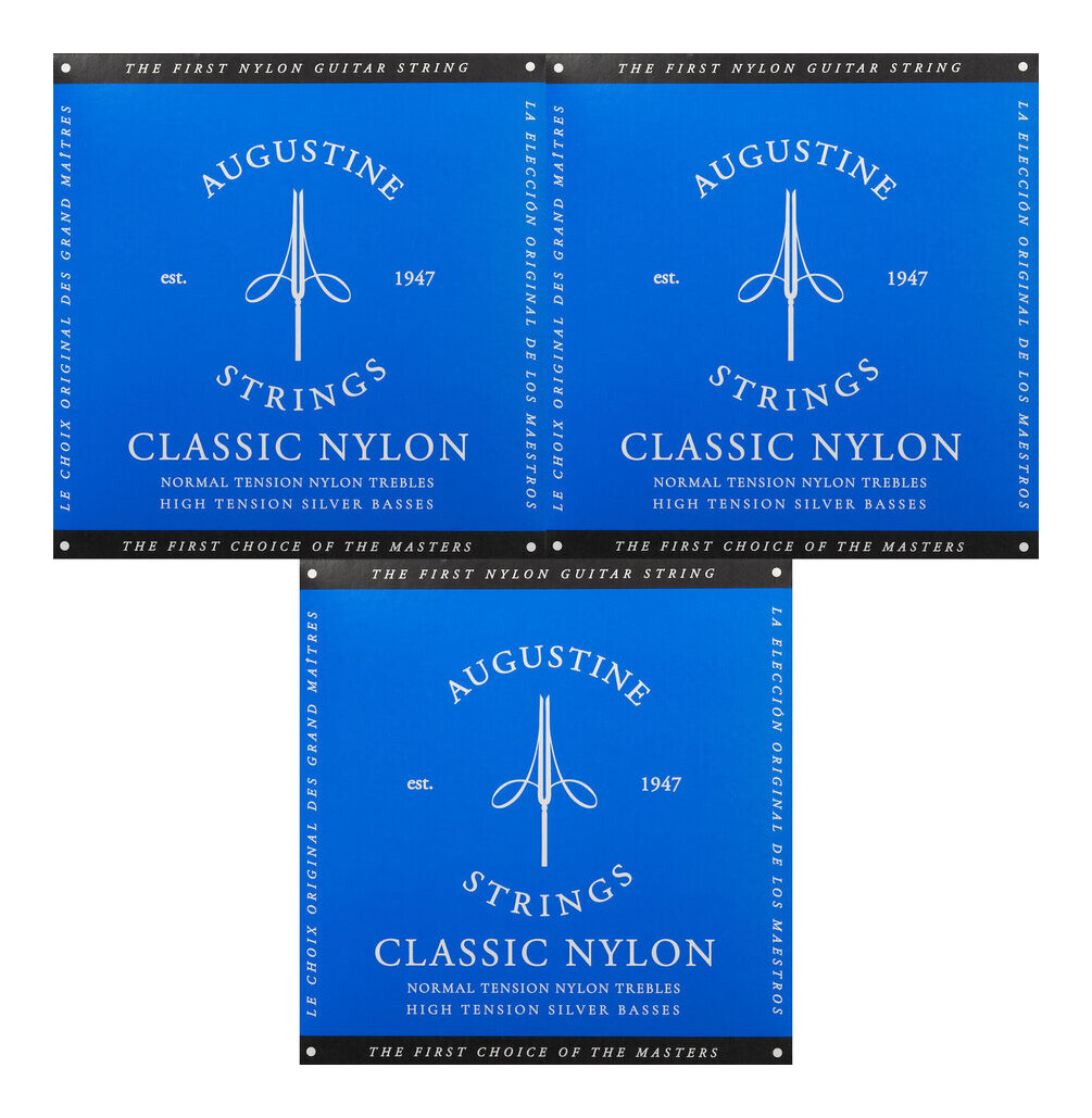 【弦 ×3セット】オーガスチン AUGUSTINE BLUE SET ×3セット ハイテンション【メール便発送・全国送料無料・代金引換不可】