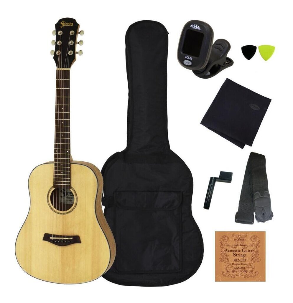 Fiesta by Aria FST-MINI N/アコギ定番8点セット (Natural) ミニサイズ・アコースティックギター マット・フィニッシュ ミニギター【送料無料】