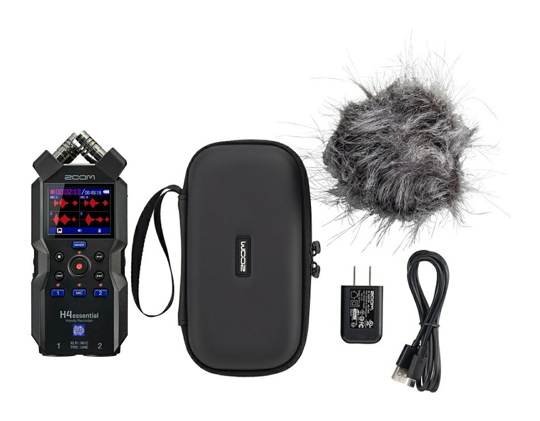 ZOOM H4essential(専用アクセサリパック/APH-4e付) ハンディレコーダー 4トラック 32bitフロート録音 XYステレオマイク【送料無料】