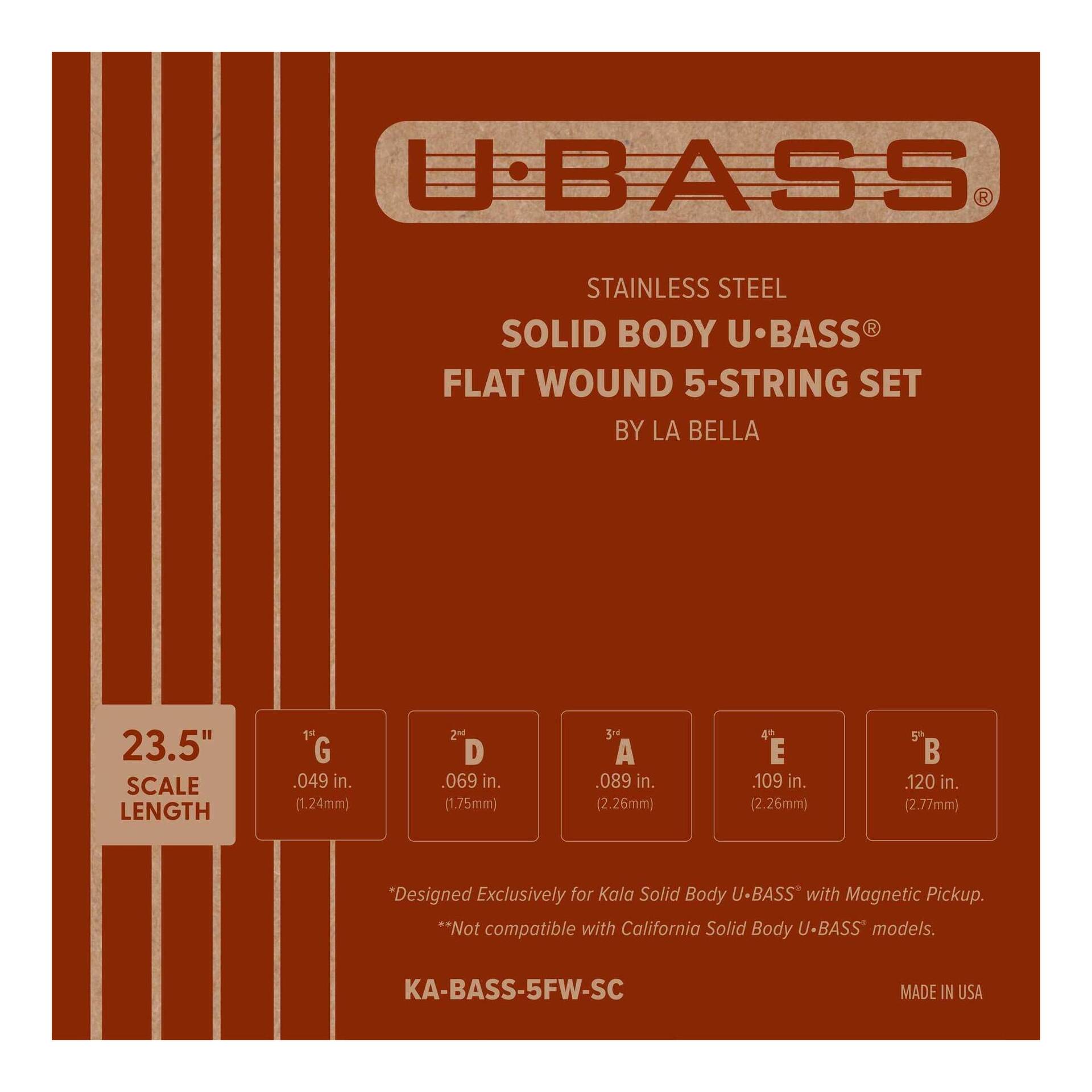 KALA KA-BASS-5FW-SC / Solid Body U-BASS 5弦モデル専用弦 ステンレス フラットワウンド弦【メール便発送・全国送料無料・代金引換不可】