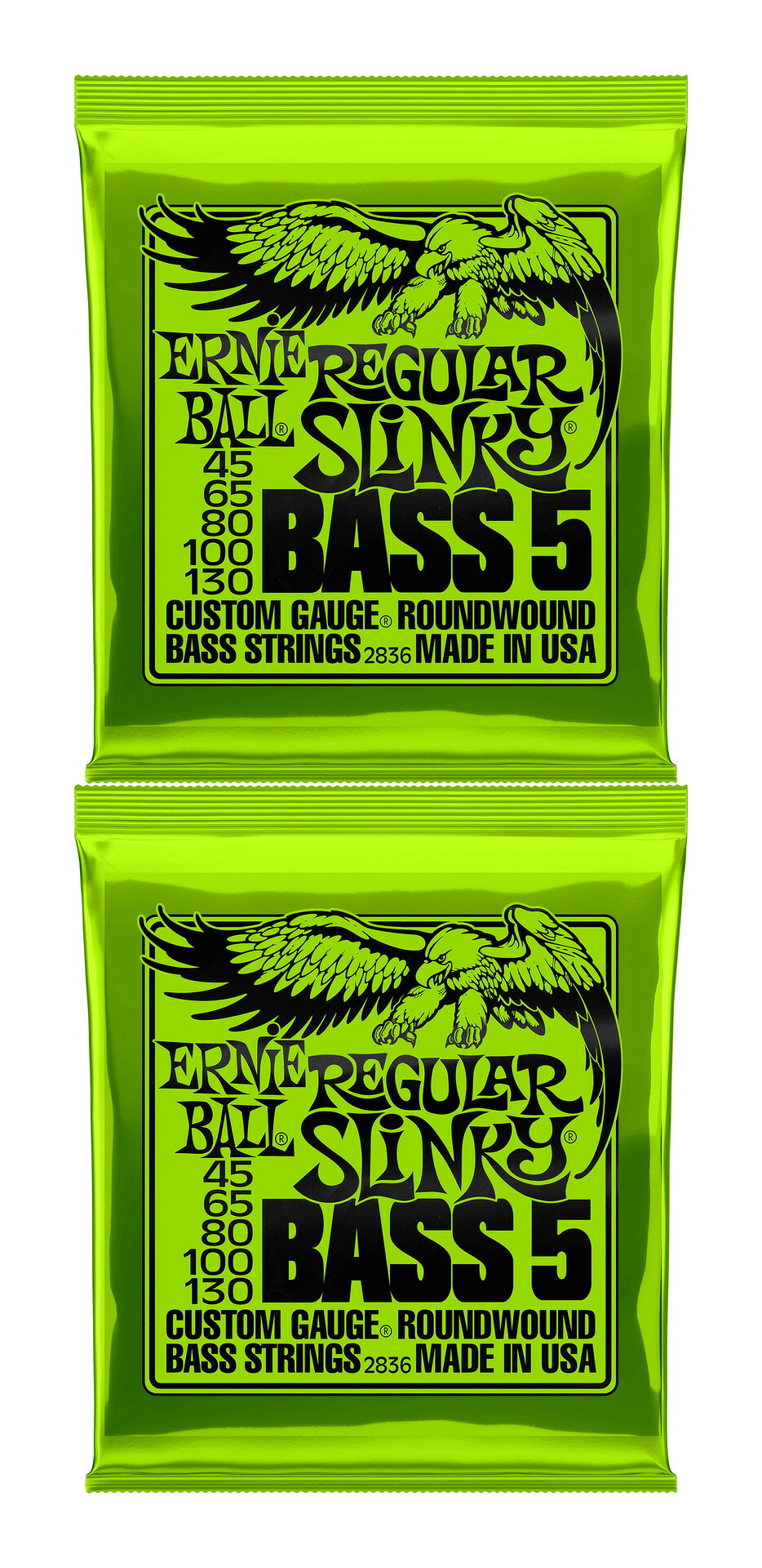 ERNIE BALL 2836×2 5-STRING REGULAR SLINKY[45-130] 5弦ベース弦/2セット【メール便発送・全国送料無料・代金引換不可】
