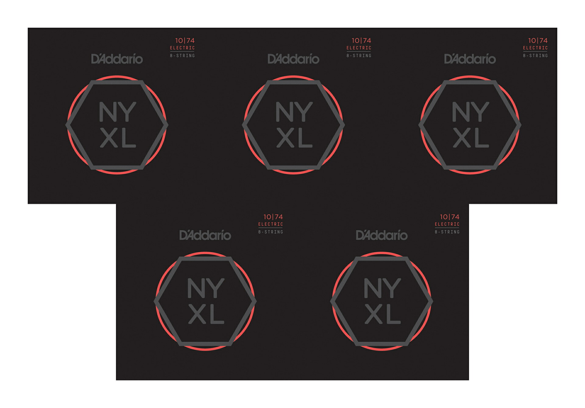 【弦 &times;5セット】ダダリオ D&rsquo;Addario NYXL1074 &times;5 8弦ギター用 Light Top / Heavy Bottom[10-74]【メール便発送・全国送料無料・代金引換不可】｜さくら山楽器