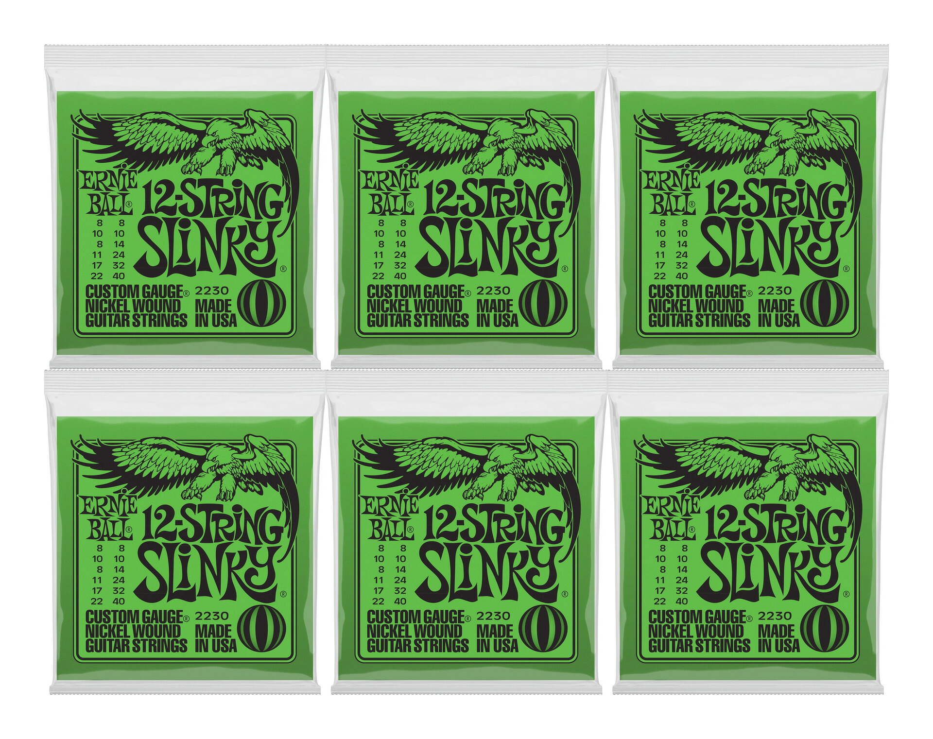 ERNIE BALL 2230/6セット [08-40] 12-String Slinky 12弦ギター用 エレキギター弦【メール便発送・全国送料無料・代金引換不可】