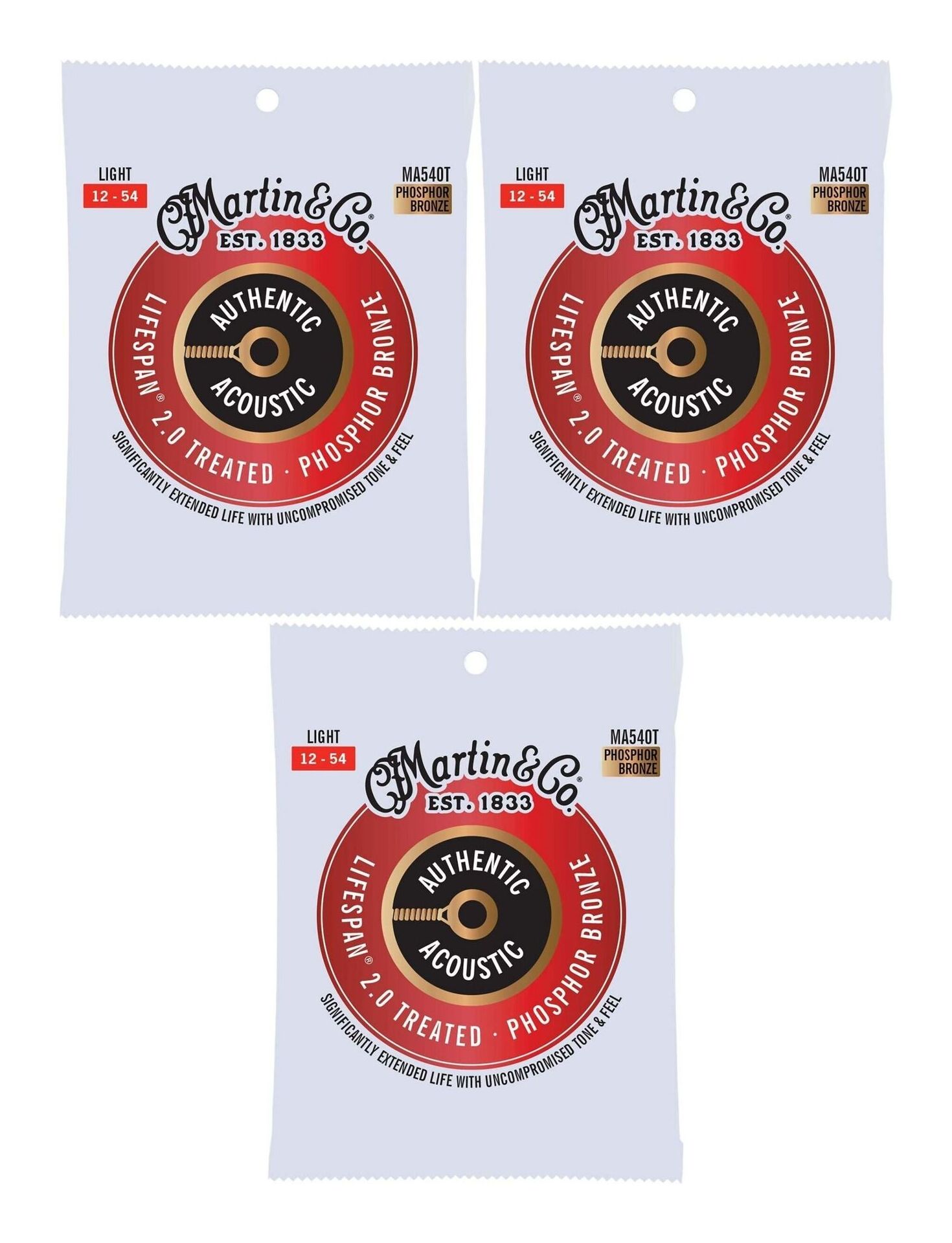 MARTIN MA540T ×3 [12-54] AUTHENTIC ACOUSTIC LIFESPAN 2.0/Light アコースティックギター弦【メール便発送・全国送料無料・代金引換不可】