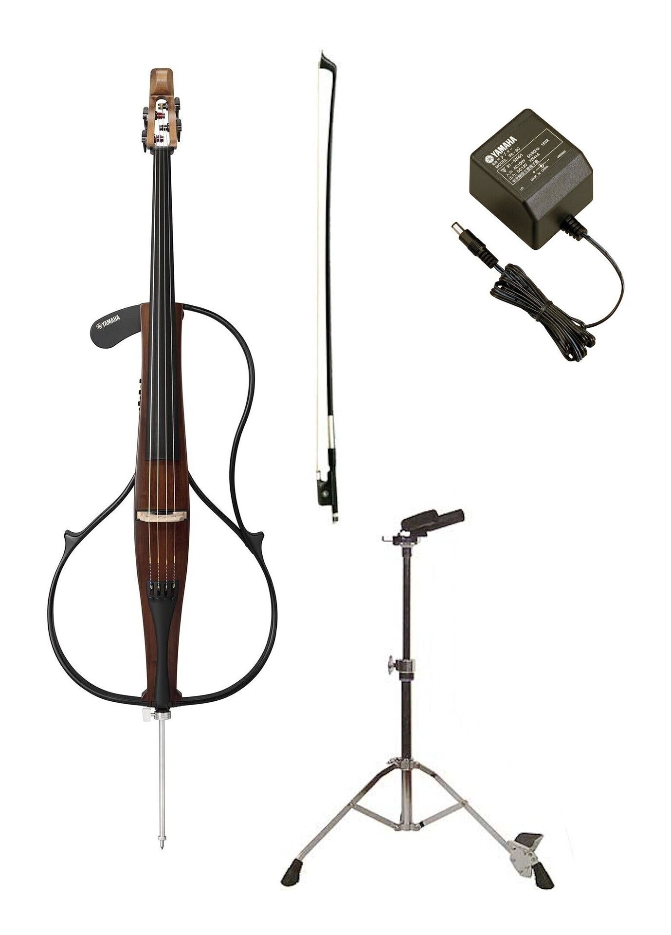 YAMAHA SVC300F/電源アダプター+スタンド+弓/PA-3C+BST1+CBB301付 アンティークダークブラウン サイレントチェロ【送料無料】【代金引換不可】｜さくら山楽器